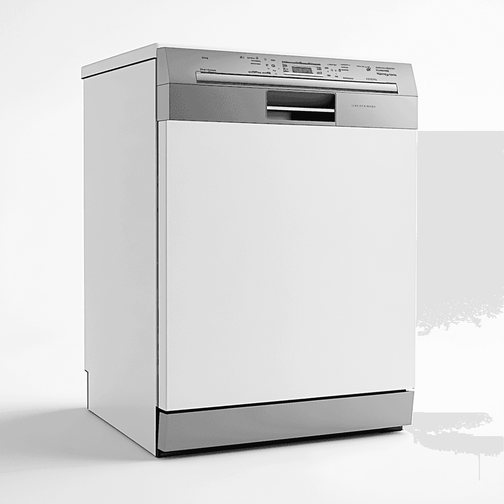 Miele Waschmaschine, silberfarben, digitale Anzeige, diverse Knöpfe.