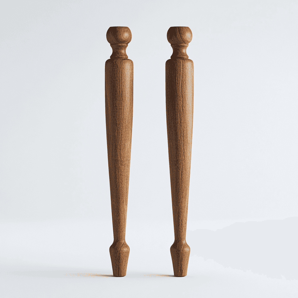 Zwei Holzstöcke, ähnlich wie Schachstäbchen der Mühle, können als Deko oder stilvolle Accessoires dienen.