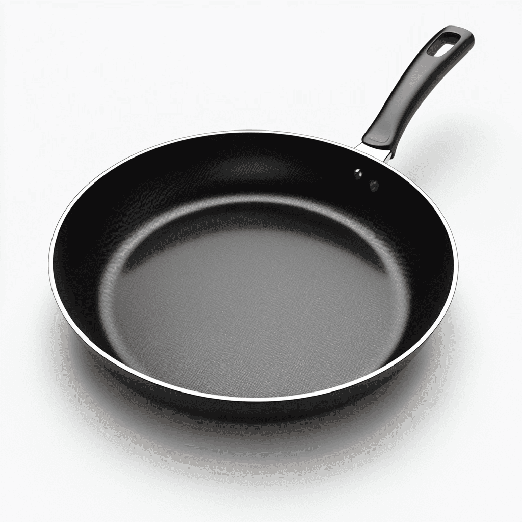 Topf mit Griff und flacher Unterkante für Herd und Backofen.