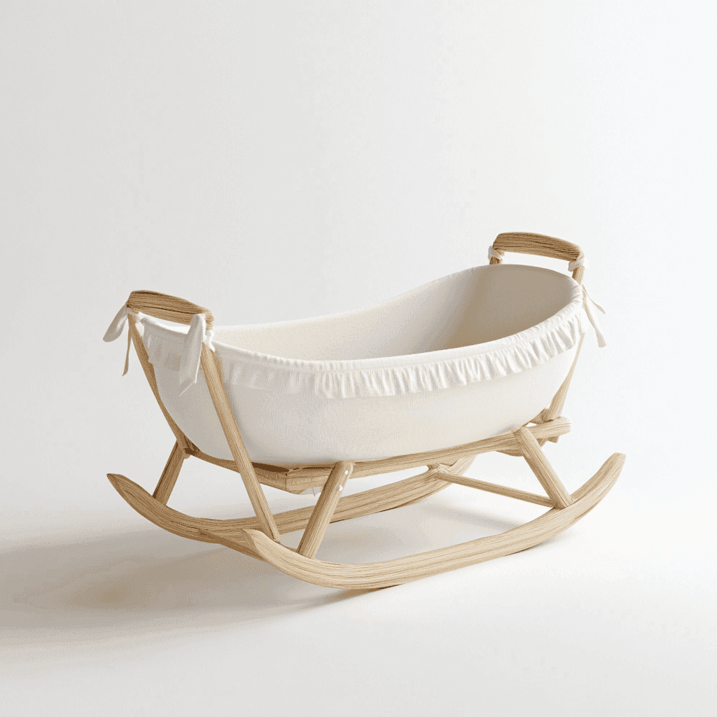 Weißer, bequemer Kinderwagen mit weicher Polsterung und hübschem Design für komfortables Transportieren Ihres Kindes.